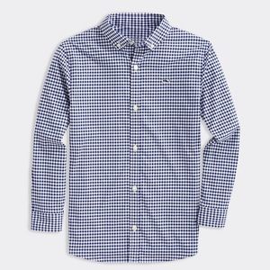 LIKE NEW Vineyard Vines On-The-Go Gingham Shirt in navy, 3T